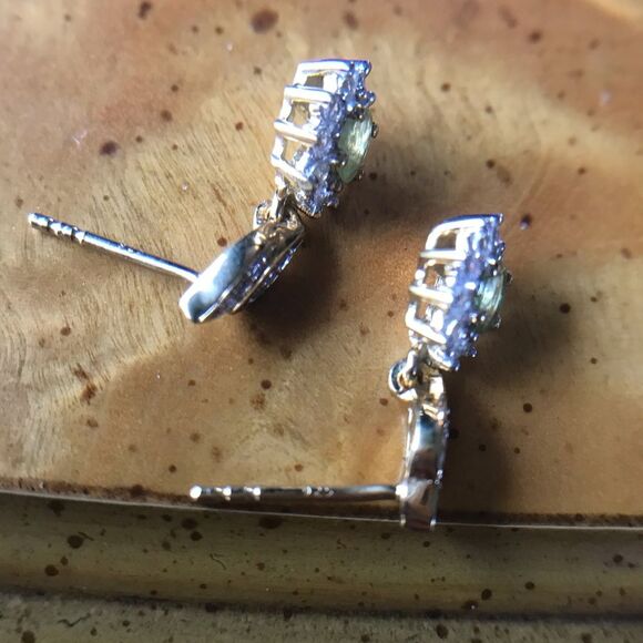 Natural Sava Sphene Sterling Silver 18k Yellow Gold Vermeil Earrings - Picture 4 of 6